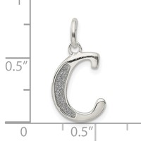 Sterling Silver Polished Glitter Enamel Letter C Iniital Charm view 4
