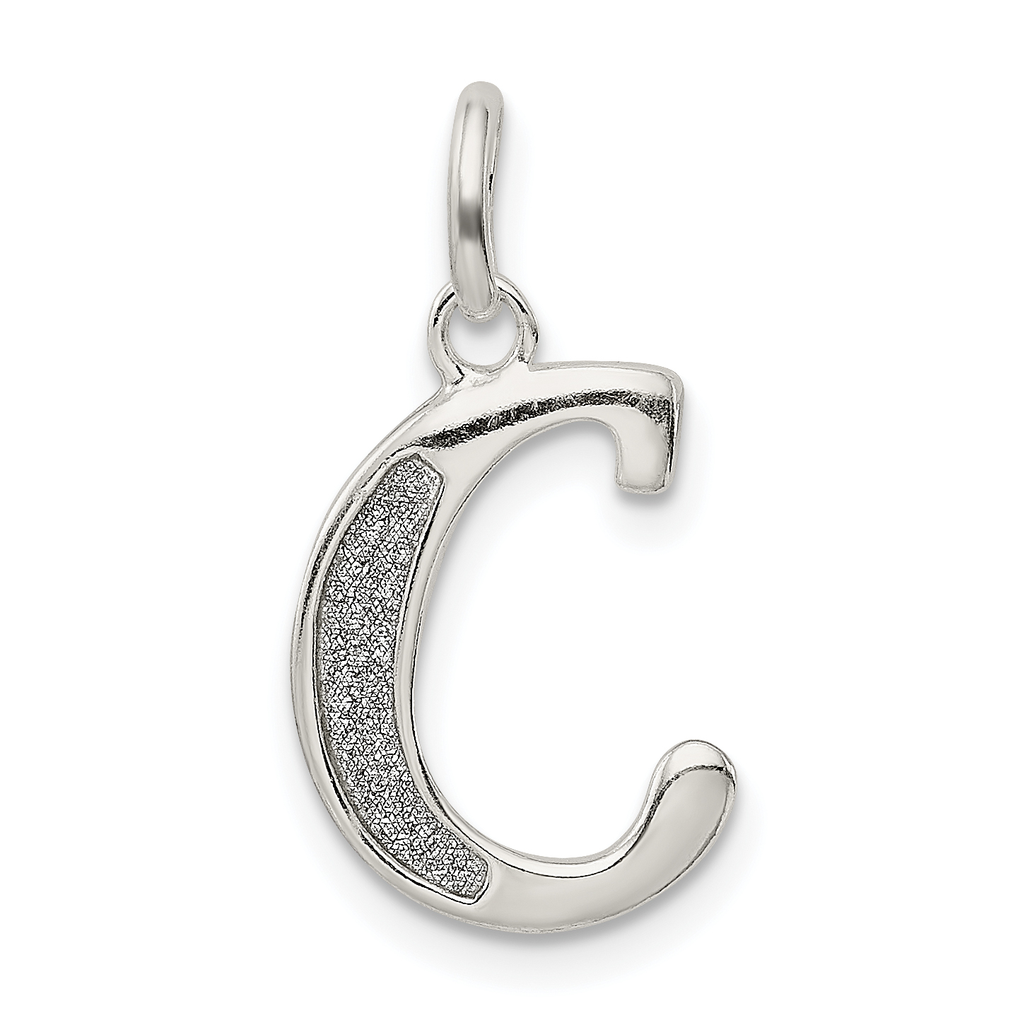 Sterling Silver Polished Glitter Enamel Letter C Iniital Charm (QC9181C)