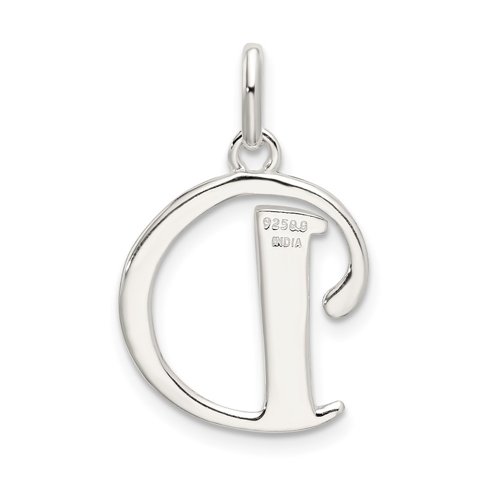 Sterling Silver Polished Glitter Enamel Letter D Initial Charm (QC9181D)