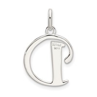 Sterling Silver Polished Glitter Enamel Letter D Initial Charm view 3