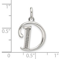 Sterling Silver Polished Glitter Enamel Letter D Initial Charm view 4