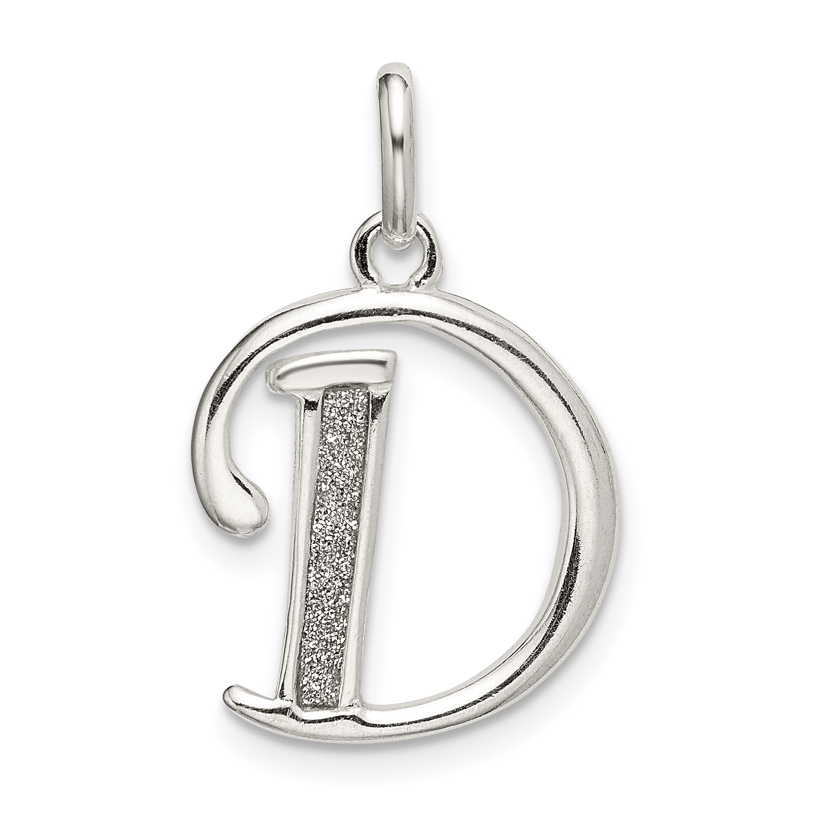 Sterling Silver Polished Glitter Enamel Letter D Initial Charm (QC9181D)
