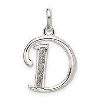 Sterling Silver Polished Glitter Enamel Letter D Initial Charm view 1