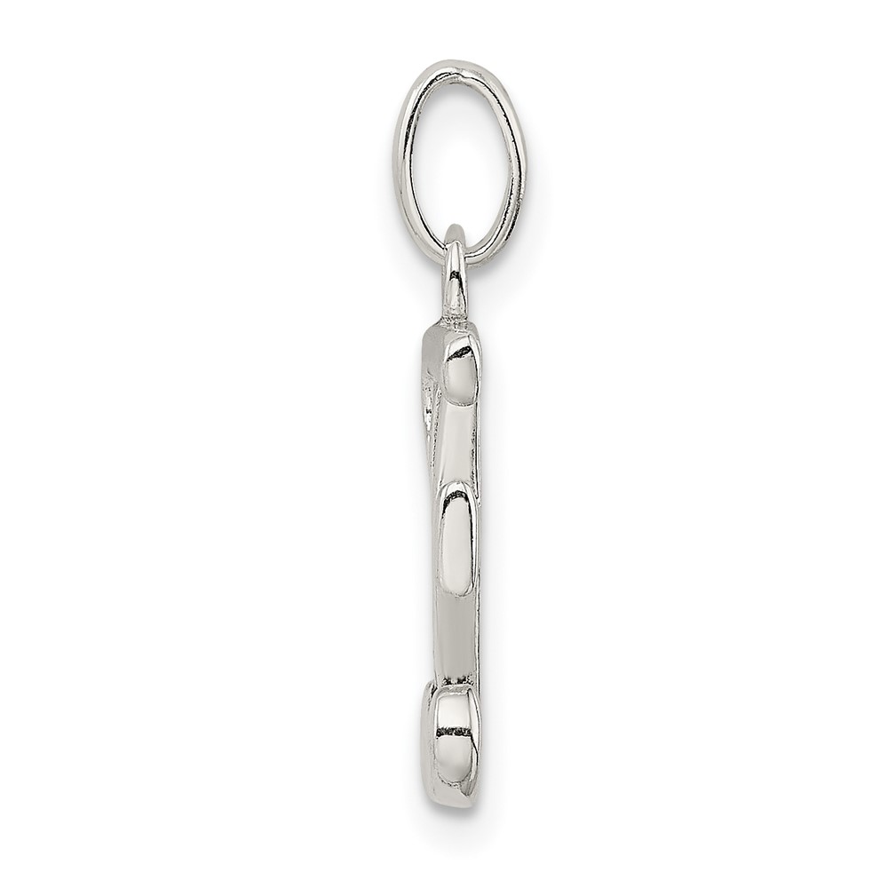 Sterling Silver Polished Glitter Enamel Letter E Initial Charm (QC9181E)