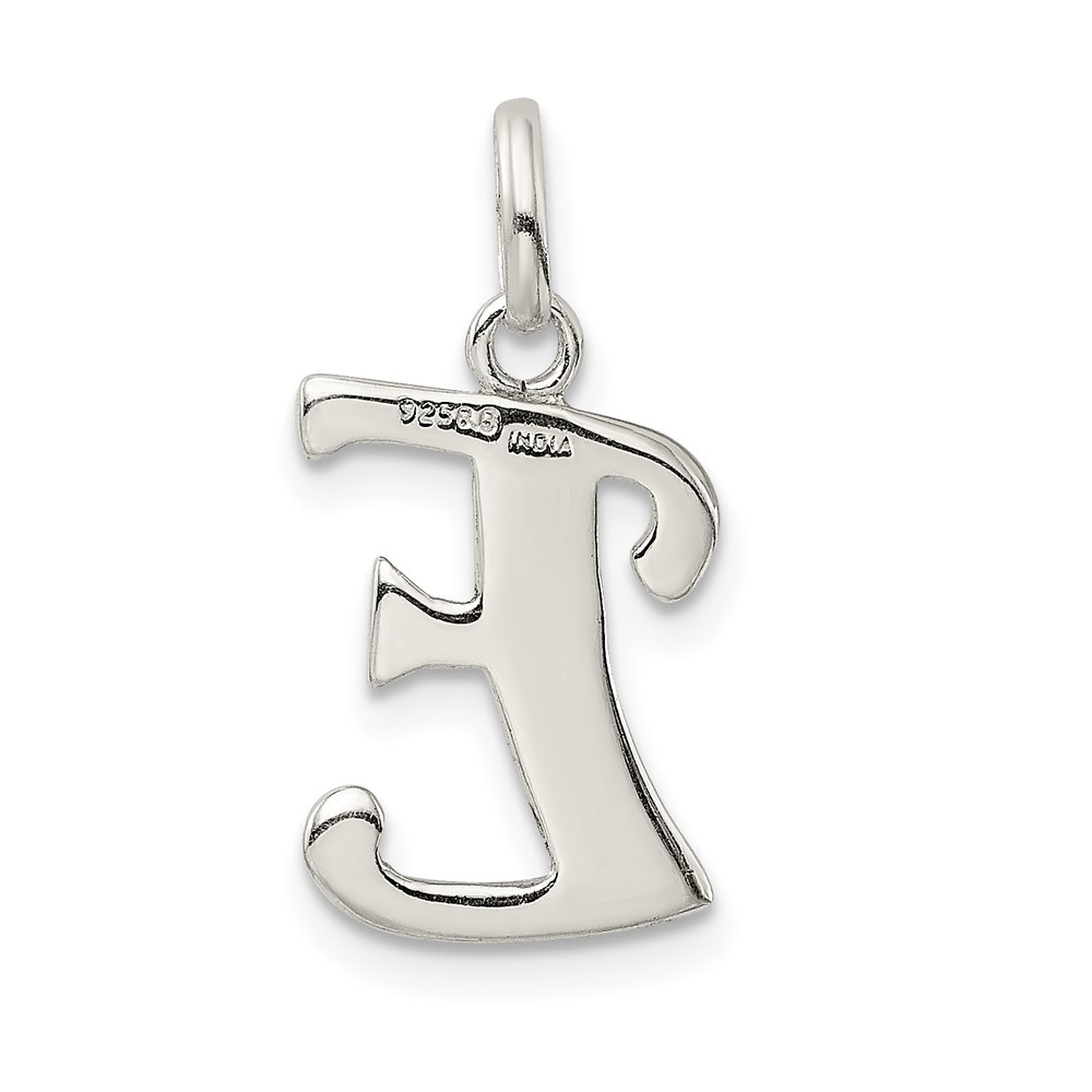 Sterling Silver Polished Glitter Enamel Letter E Initial Charm (QC9181E)