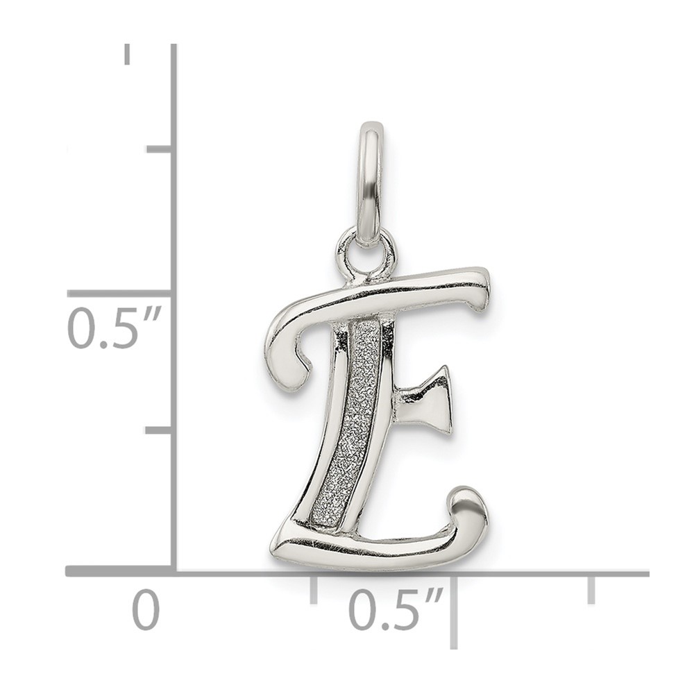 Sterling Silver Polished Glitter Enamel Letter E Initial Charm (QC9181E)