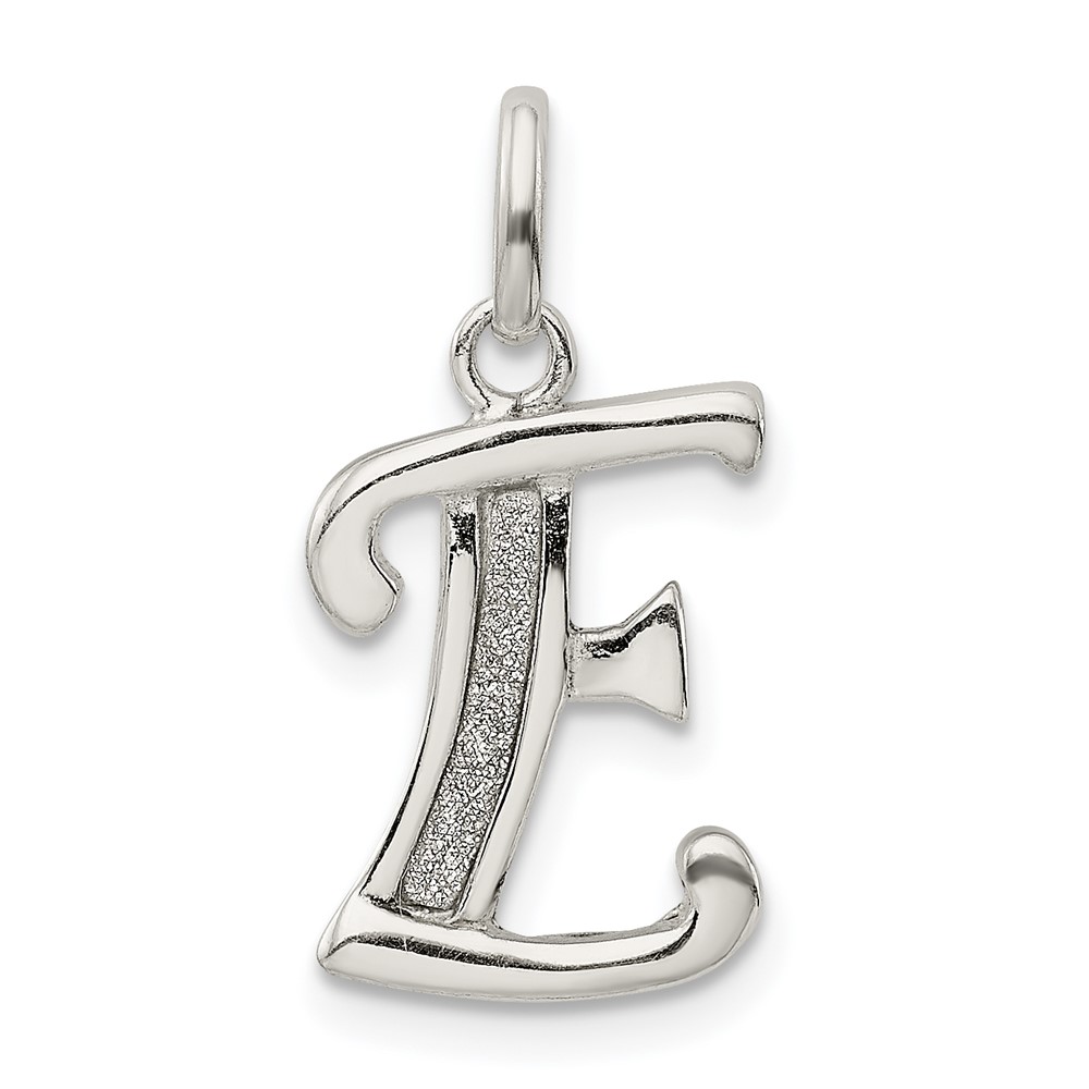 Sterling Silver Polished Glitter Enamel Letter E Initial Charm (QC9181E)