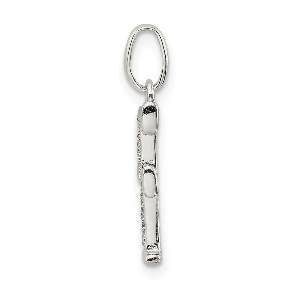 Sterling Silver Polished Glitter Enamel Letter F Initial Charm (QC9181F)
