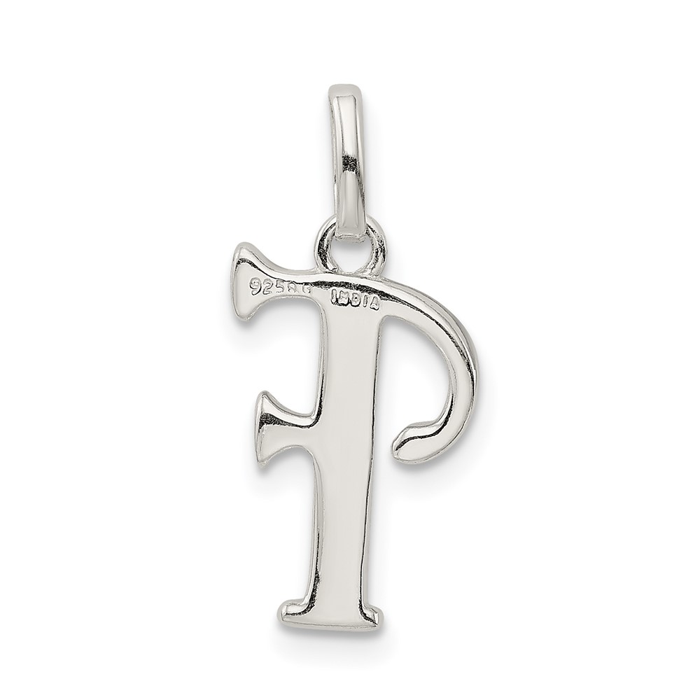 Sterling Silver Polished Glitter Enamel Letter F Initial Charm (QC9181F)