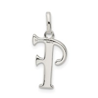 Sterling Silver Polished Glitter Enamel Letter F Initial Charm view 4