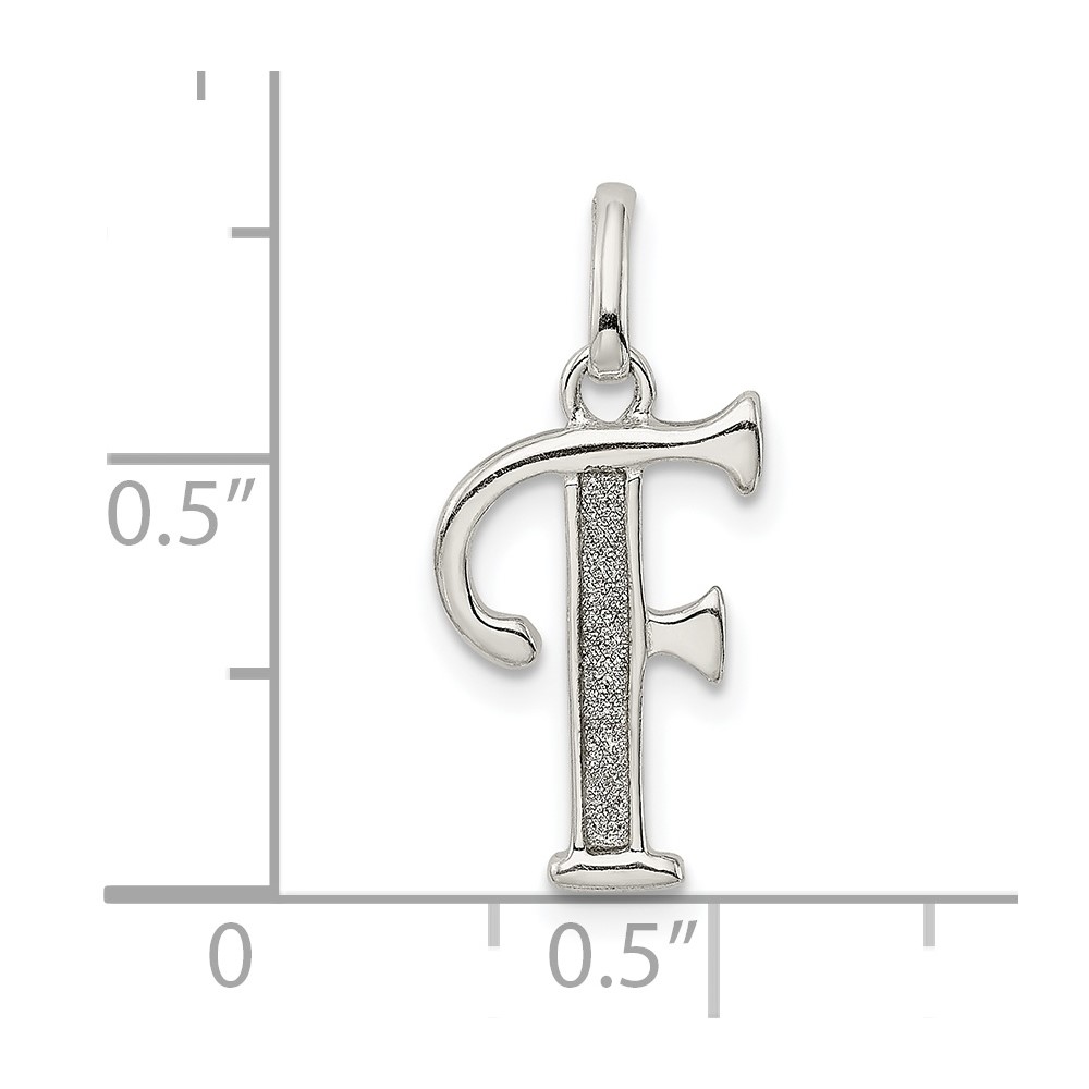 Sterling Silver Polished Glitter Enamel Letter F Initial Charm (QC9181F)