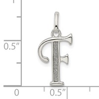 Sterling Silver Polished Glitter Enamel Letter F Initial Charm view 3
