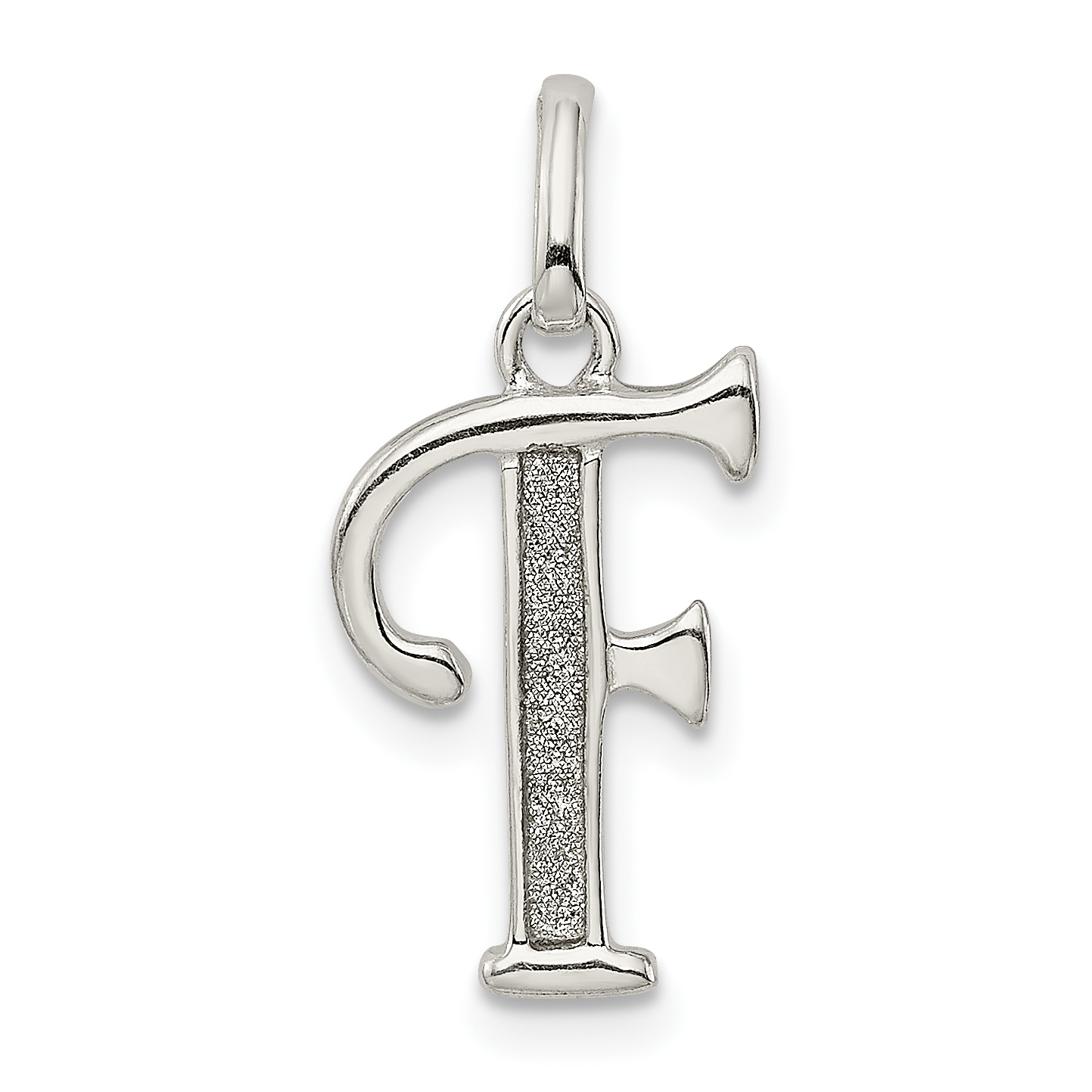 Sterling Silver Polished Glitter Enamel Letter F Initial Charm (QC9181F)