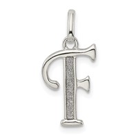 Sterling Silver Polished Glitter Enamel Letter F Initial Charm view 1