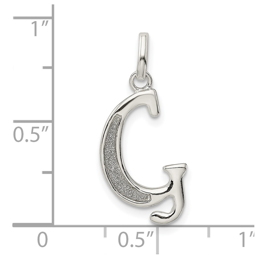 Sterling Silver Polished Glitter Enamel Letter G Initial Charm (QC9181G)