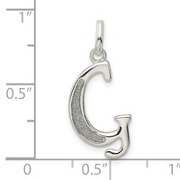 Sterling Silver Polished Glitter Enamel Letter G Initial Charm view 3