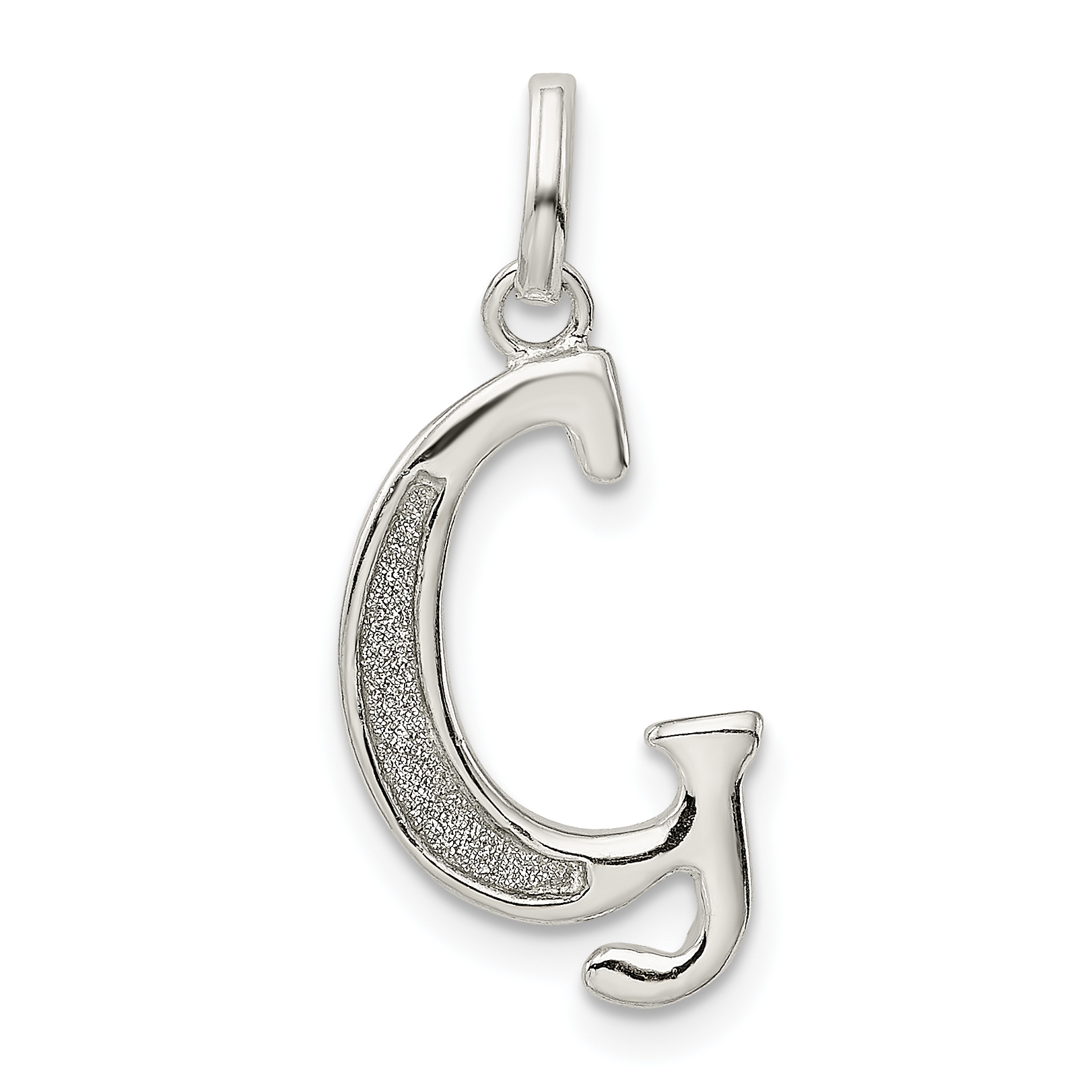 Sterling Silver Polished Glitter Enamel Letter G Initial Charm (QC9181G)