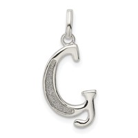 Sterling Silver Polished Glitter Enamel Letter G Initial Charm view 1