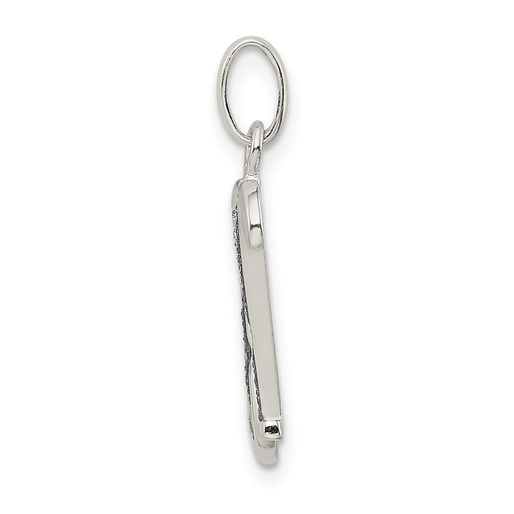 Sterling Silver Polished Glitter Enamel Letter H Initial Charm (QC9181H)