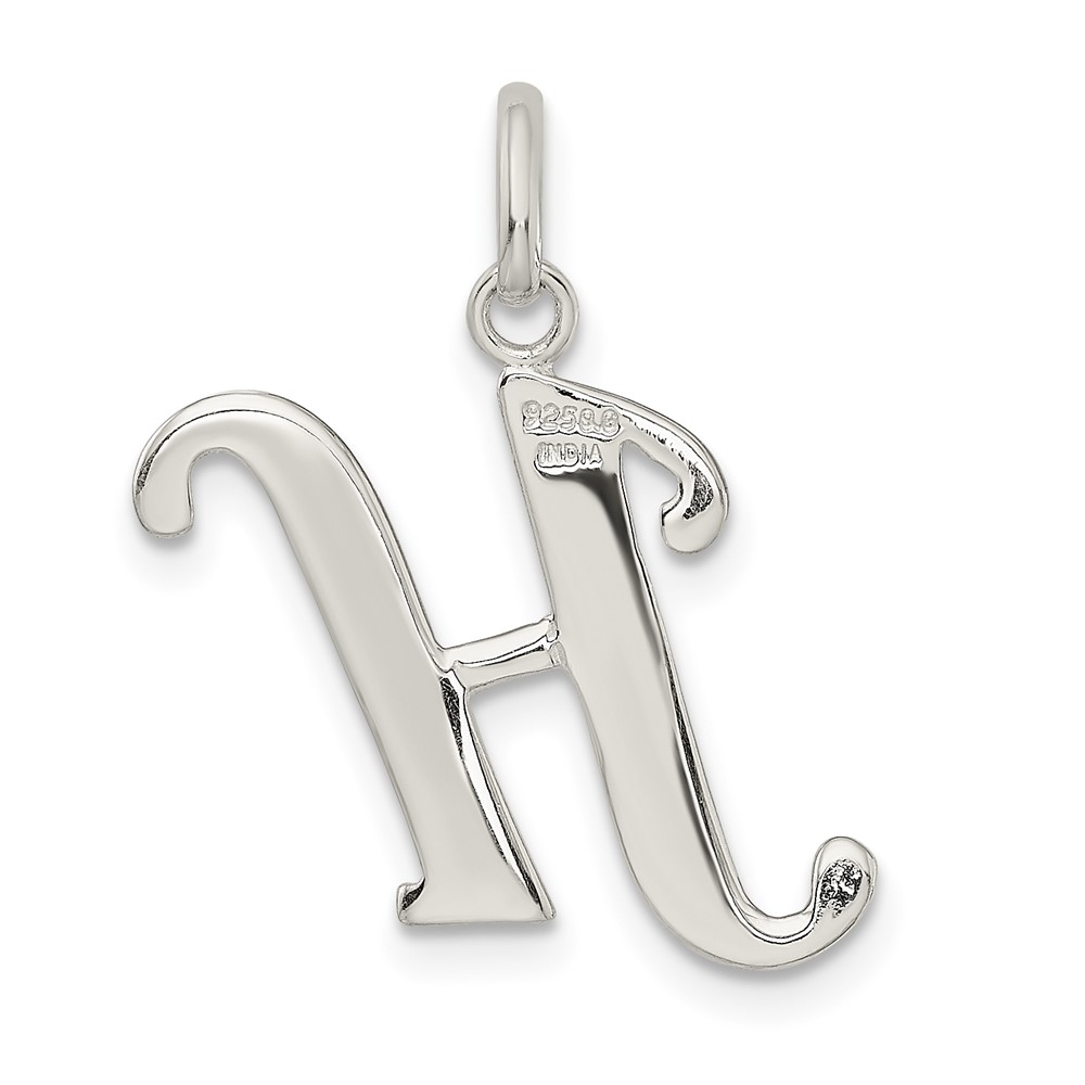 Sterling Silver Polished Glitter Enamel Letter H Initial Charm (QC9181H)