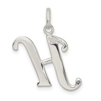 Sterling Silver Polished Glitter Enamel Letter H Initial Charm view 4