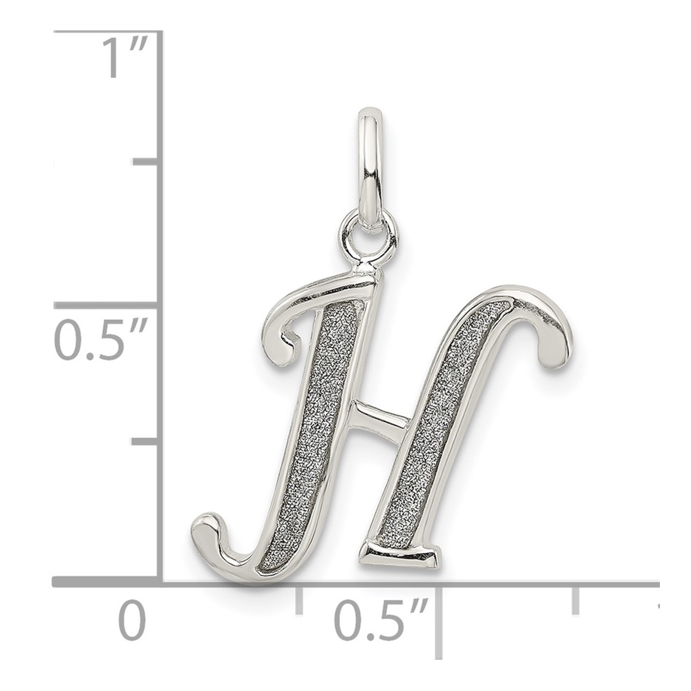 Sterling Silver Polished Glitter Enamel Letter H Initial Charm (QC9181H)