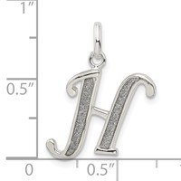 Sterling Silver Polished Glitter Enamel Letter H Initial Charm view 3