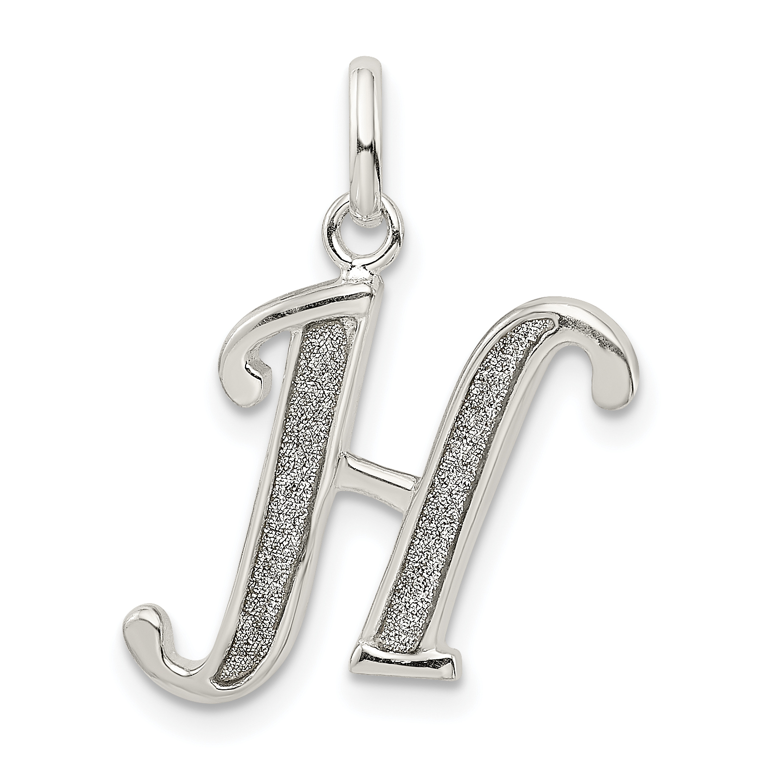 Sterling Silver Polished Glitter Enamel Letter H Initial Charm (QC9181H)