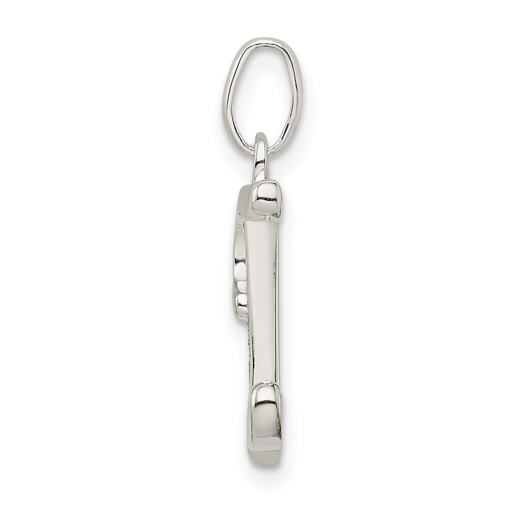 Sterling Silver Polished Glitter Enamel Letter I Initial Charm (QC9181I)