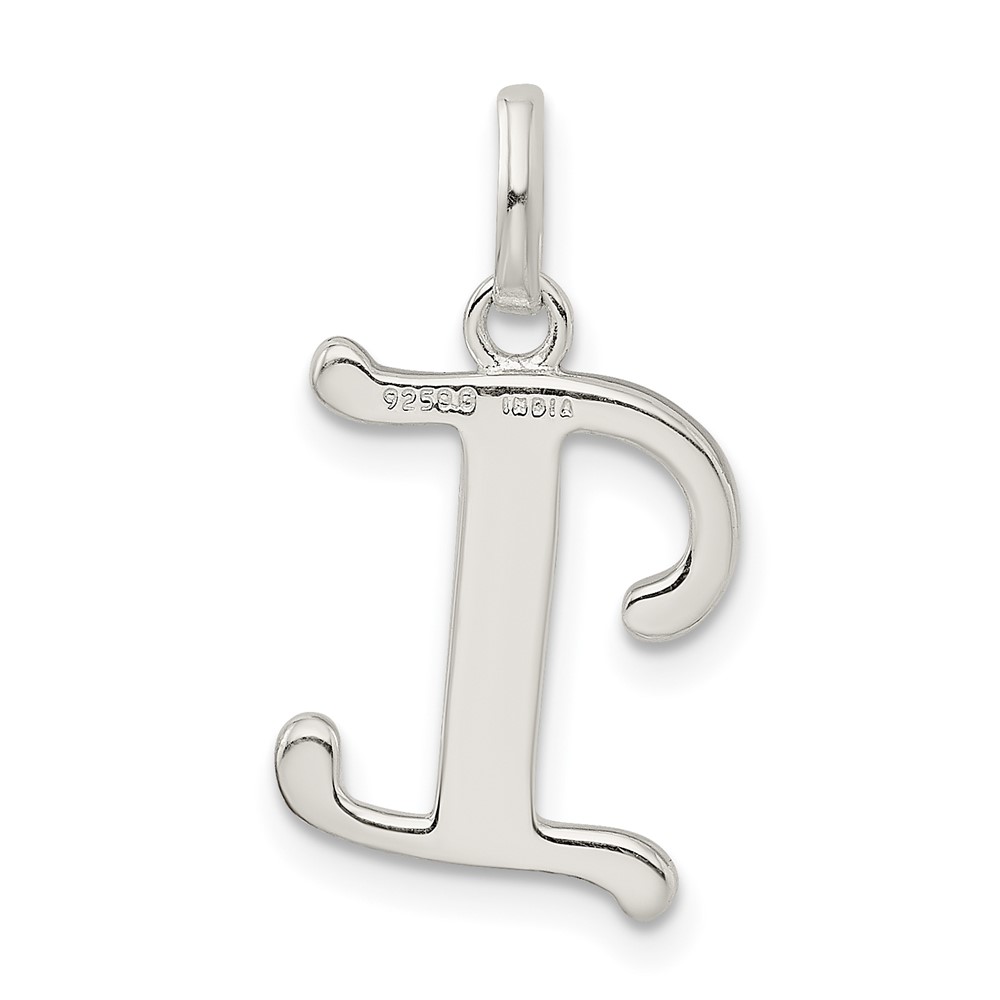Sterling Silver Polished Glitter Enamel Letter I Initial Charm (QC9181I)