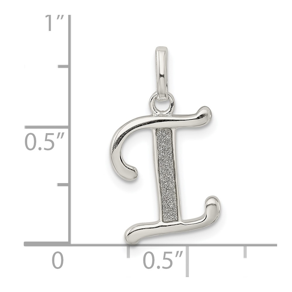 Sterling Silver Polished Glitter Enamel Letter I Initial Charm (QC9181I)