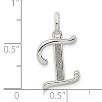 Sterling Silver Polished Glitter Enamel Letter I Initial Charm view 3