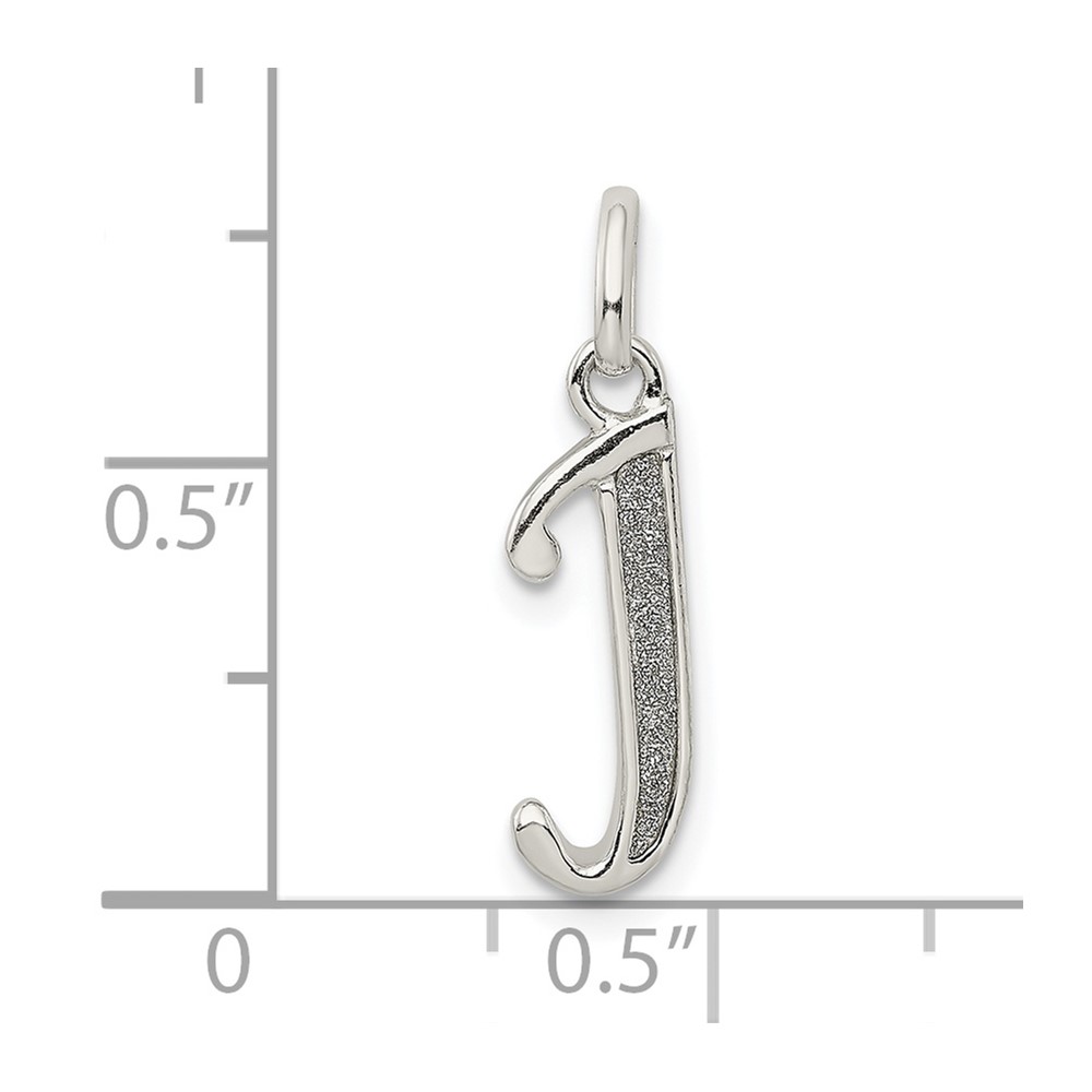 Sterling Silver Polished Glitter Enamel Letter J Initial Charm (QC9181J)