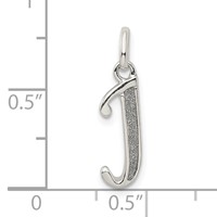 Sterling Silver Polished Glitter Enamel Letter J Initial Charm view 3