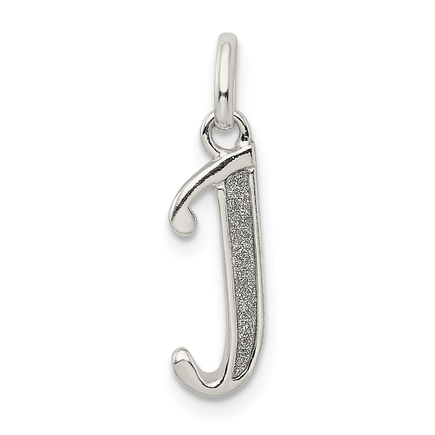 Sterling Silver Polished Glitter Enamel Letter J Initial Charm (QC9181J)