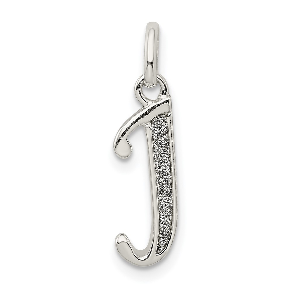 Sterling Silver Polished Glitter Enamel Letter J Initial Charm (QC9181J)