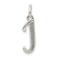 Sterling Silver Polished Glitter Enamel Letter J Initial Charm view 1