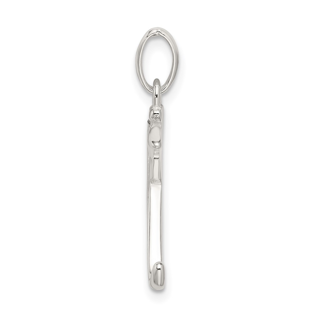 Sterling Silver Polished Glitter Enamel Letter K Initial Charm (QC9181K)