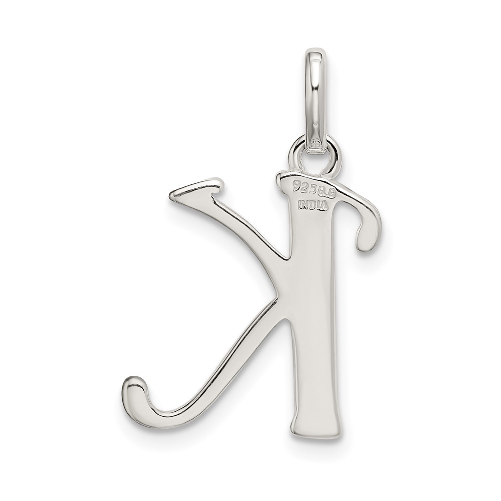 Sterling Silver Polished Glitter Enamel Letter K Initial Charm (QC9181K)