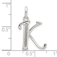 Sterling Silver Polished Glitter Enamel Letter K Initial Charm view 3