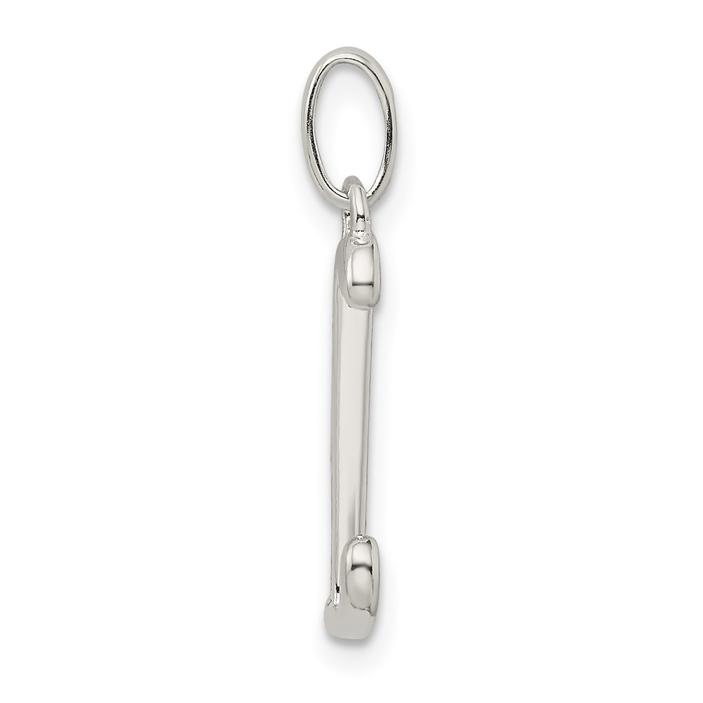 Sterling Silver Polished Glitter Enamel Letter L Initial Charm (QC9181L)