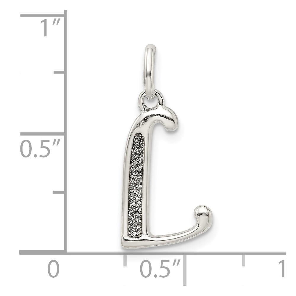 Sterling Silver Polished Glitter Enamel Letter L Initial Charm (QC9181L)