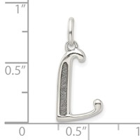 Sterling Silver Polished Glitter Enamel Letter L Initial Charm view 3
