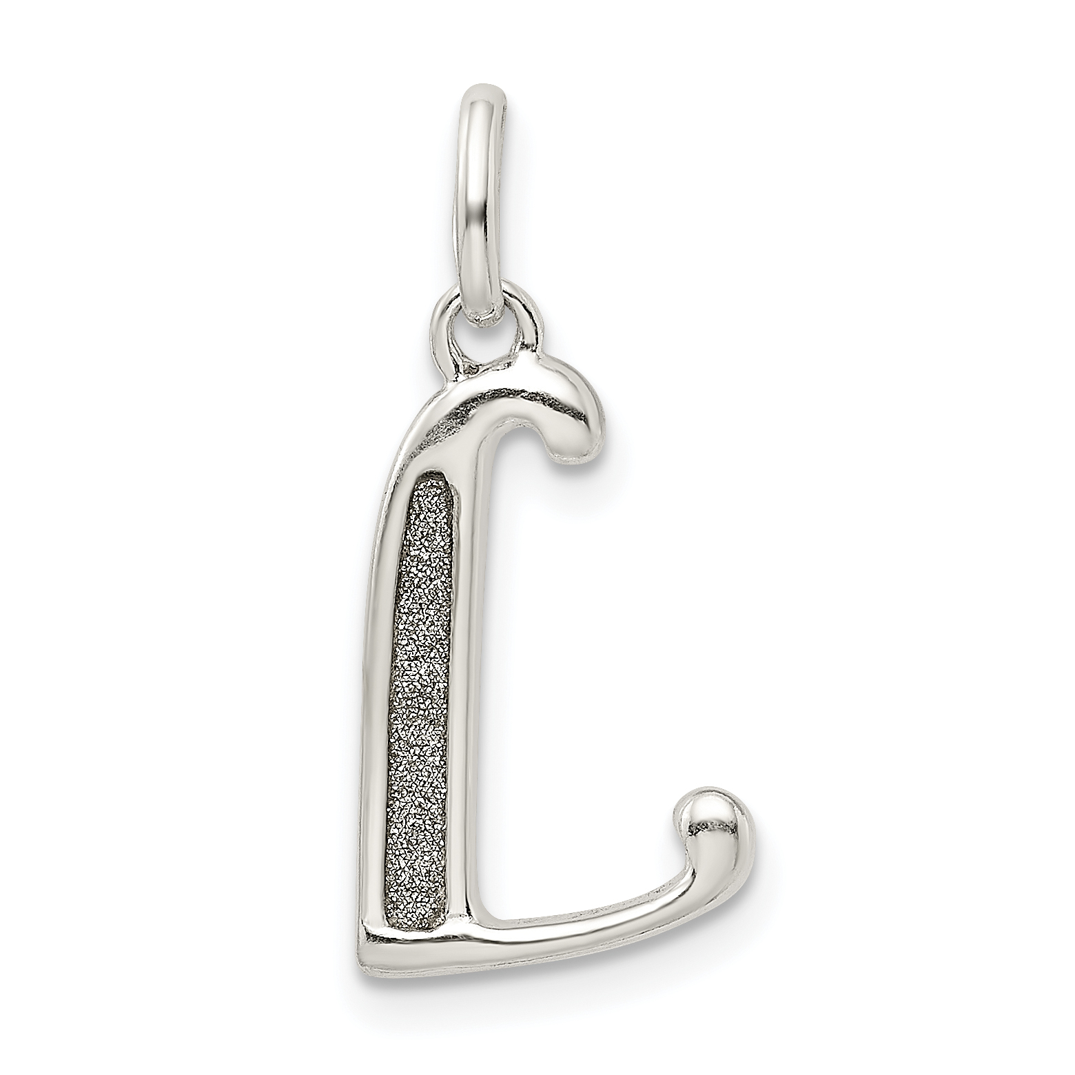 Sterling Silver Polished Glitter Enamel Letter L Initial Charm (QC9181L)