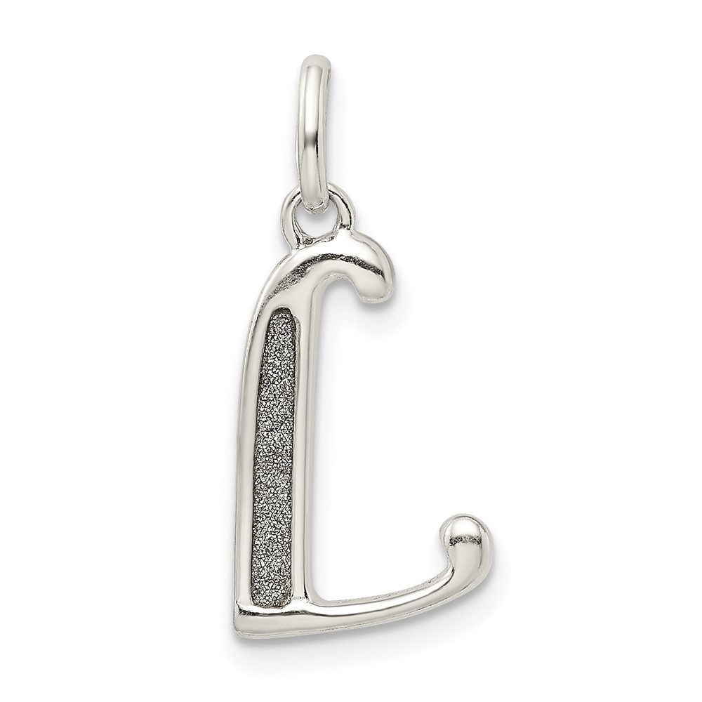 Sterling Silver Polished Glitter Enamel Letter L Initial Charm (QC9181L)