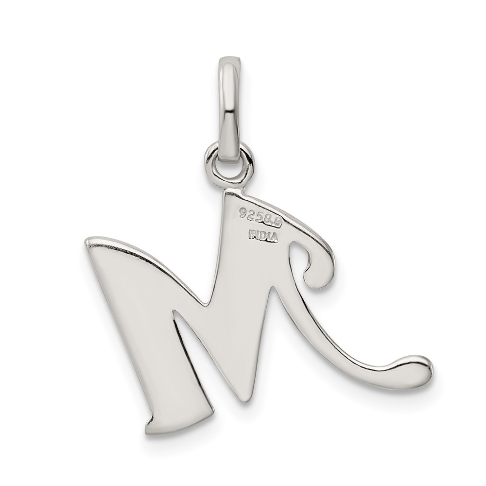 Sterling Silver Polished Glitter Enamel Letter M Initial Charm (QC9181M)