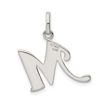 Sterling Silver Polished Glitter Enamel Letter M Initial Charm view 4