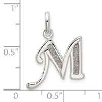 Sterling Silver Polished Glitter Enamel Letter M Initial Charm view 3