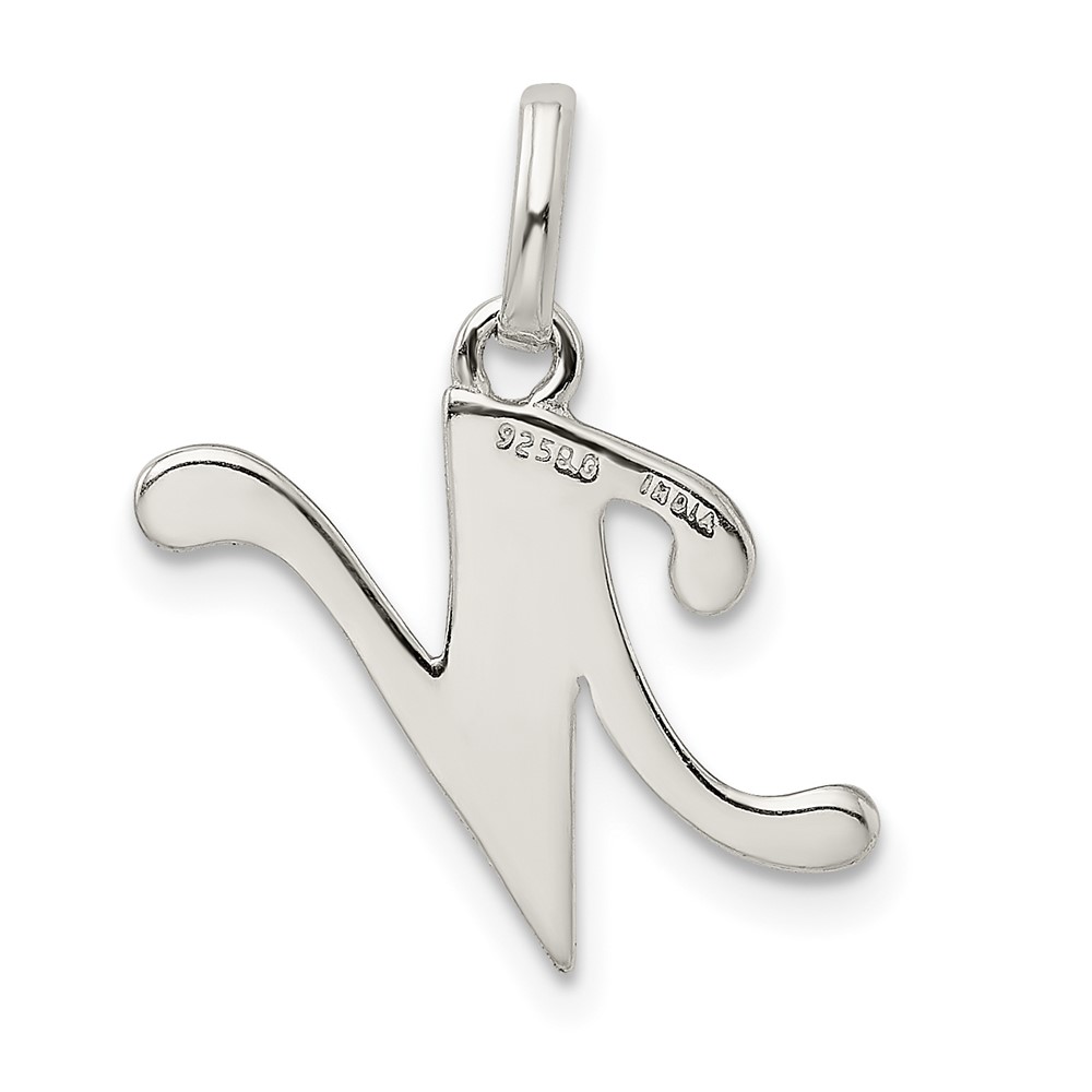 Sterling Silver Polished Glitter Enamel Letter N Initial Charm (QC9181N)