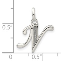 Sterling Silver Polished Glitter Enamel Letter N Initial Charm view 3